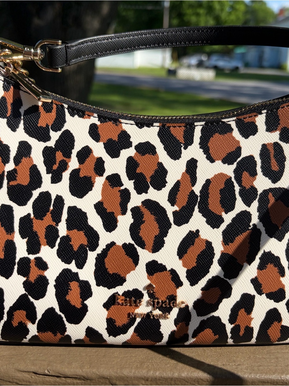 kate spade Leopard-Print Shoulder Bag with Gold Chain